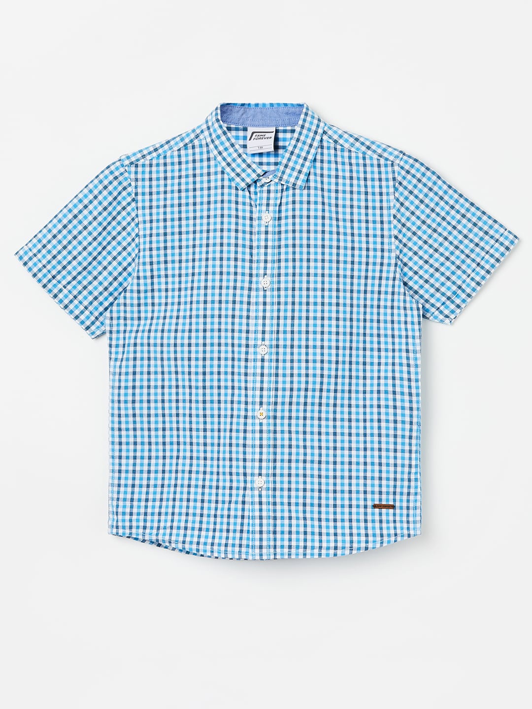 

Fame Forever by Lifestyle Boys Gingham Checks Pure Cotton Casual Shirt, Blue