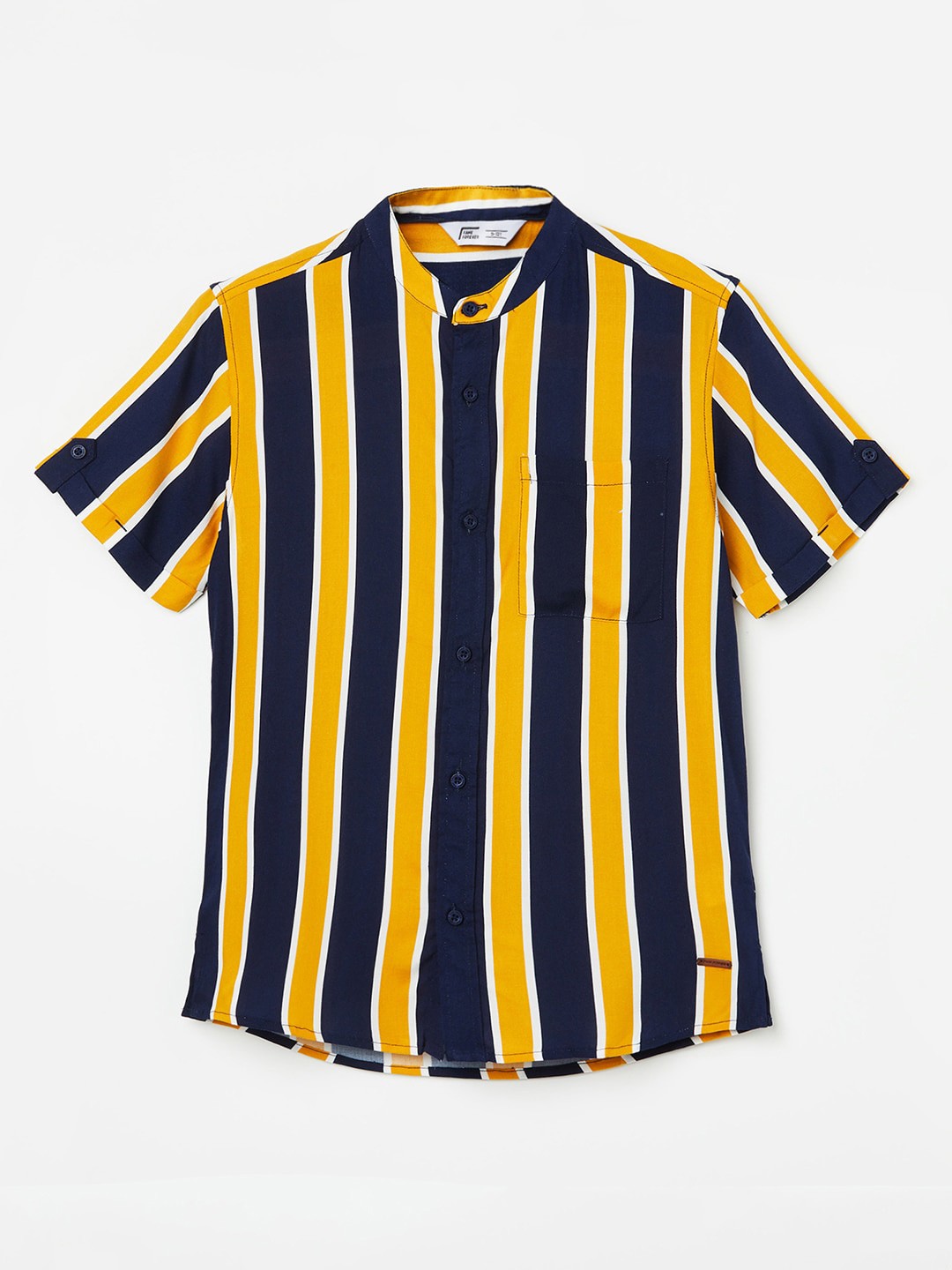 

Fame Forever by Lifestyle Boys Striped Pure Cotton Casual Shirt, Navy blue