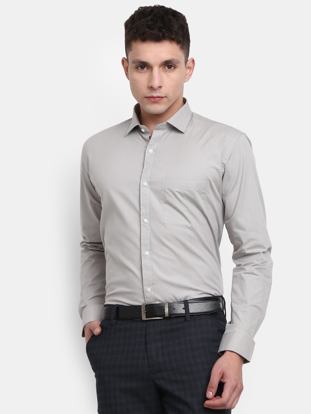 

J White by Vmart Spread Collar Cotton Formal Shirt, Grey