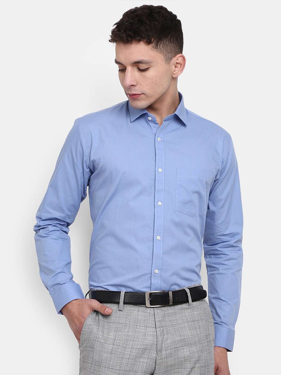 

J White by Vmart Spread Collar Cotton Formal Shirt, Blue