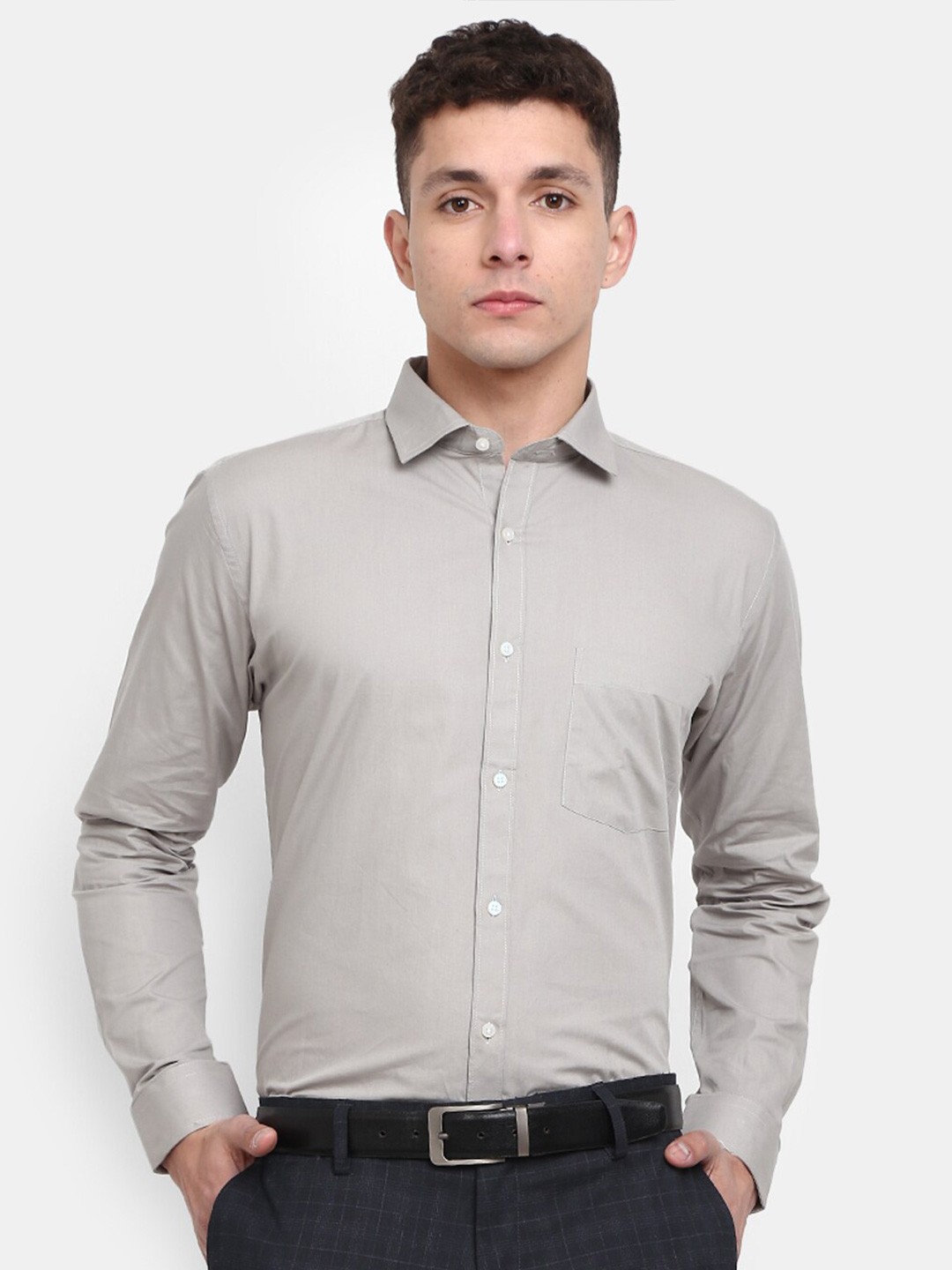 

J White by Vmart Spread Collar Cotton Formal Shirt, Grey