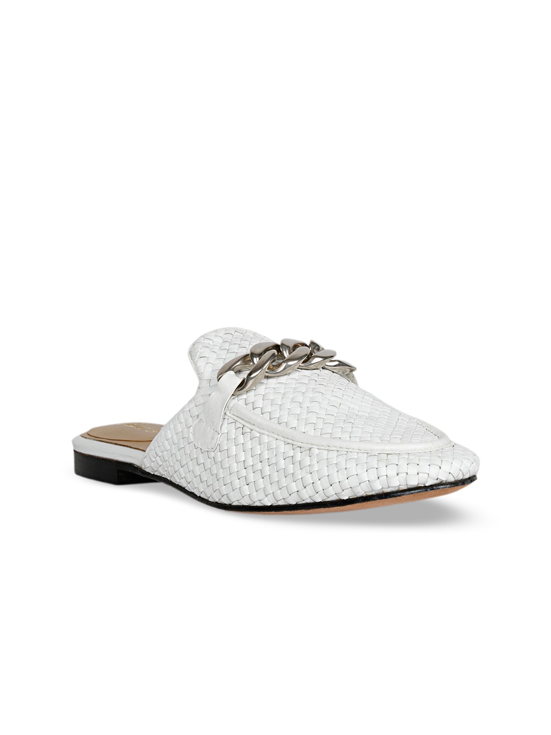 

Saint G Women Textured Genuine Leather Mules, White