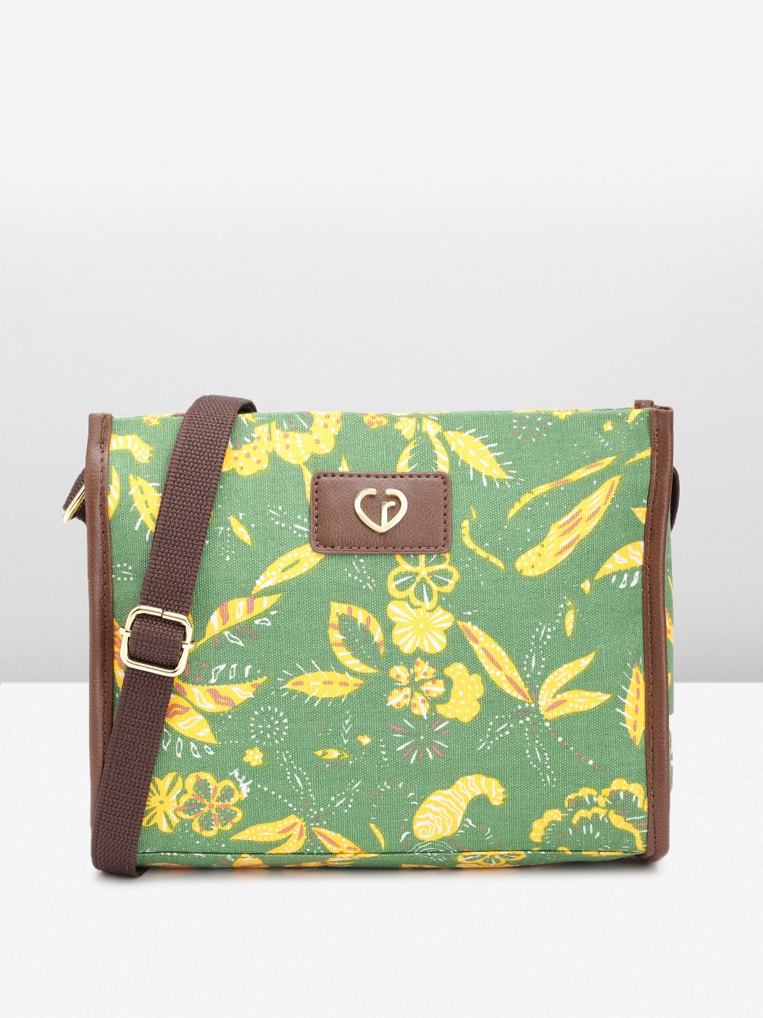 

Caprese Floral Printed Sling Bag, Green
