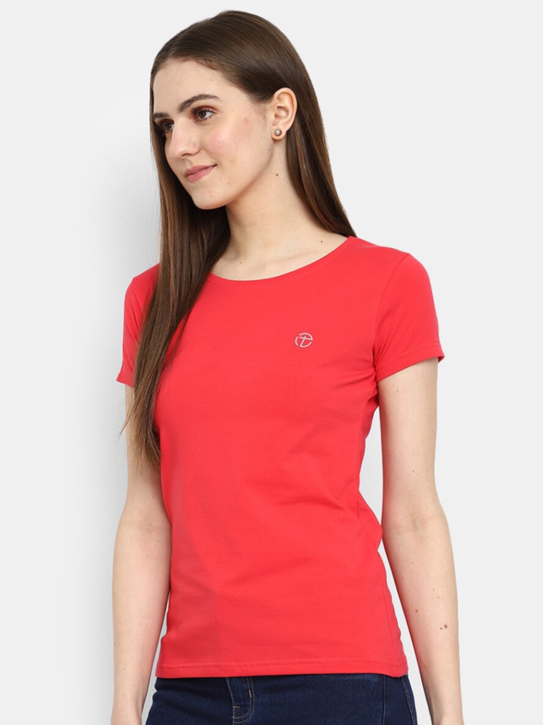 

V-Mart Round Neck Cotton T-shirt, Red