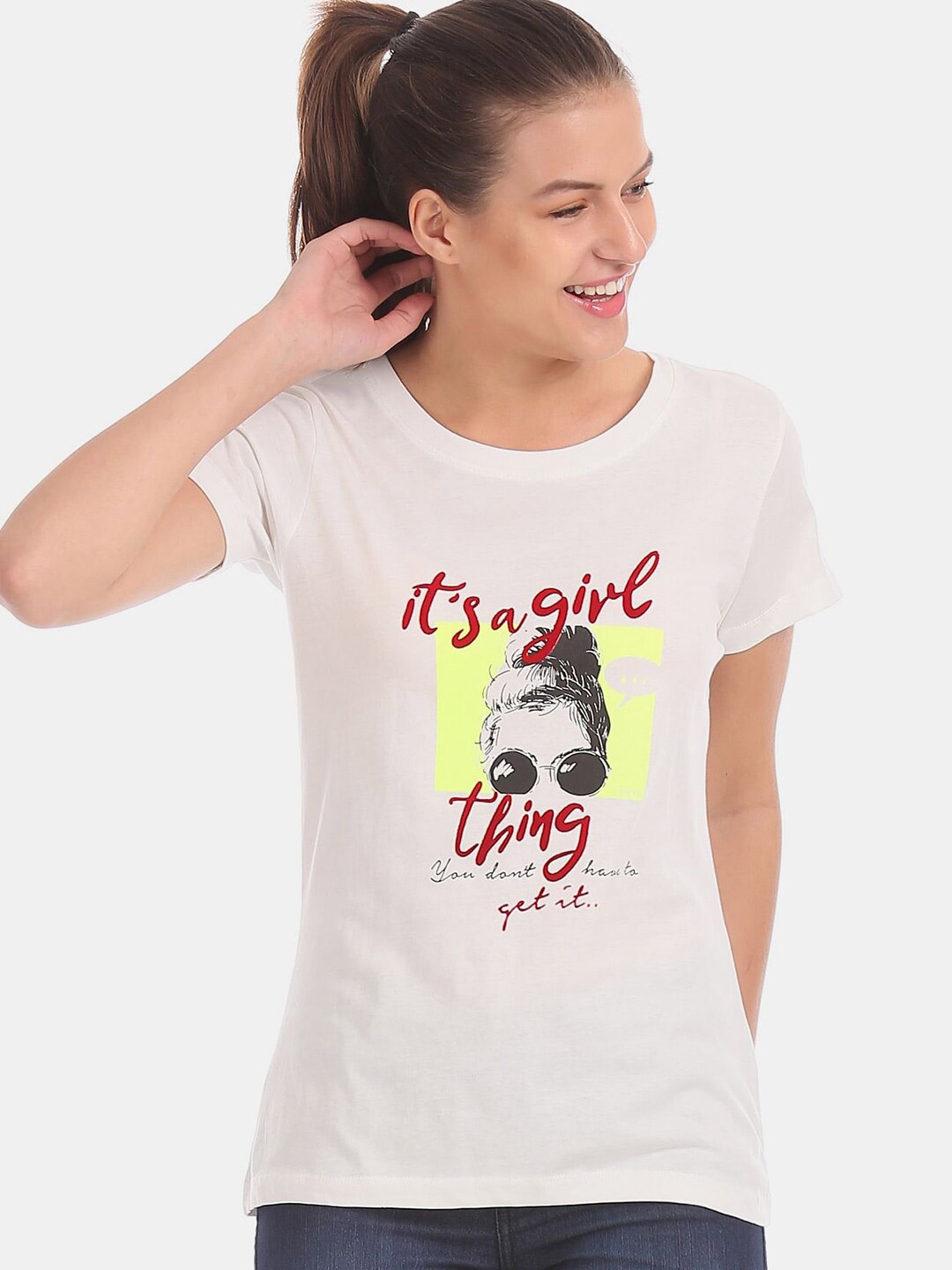 

V-Mart Typography Printed Cotton Casual T-Shirt, White