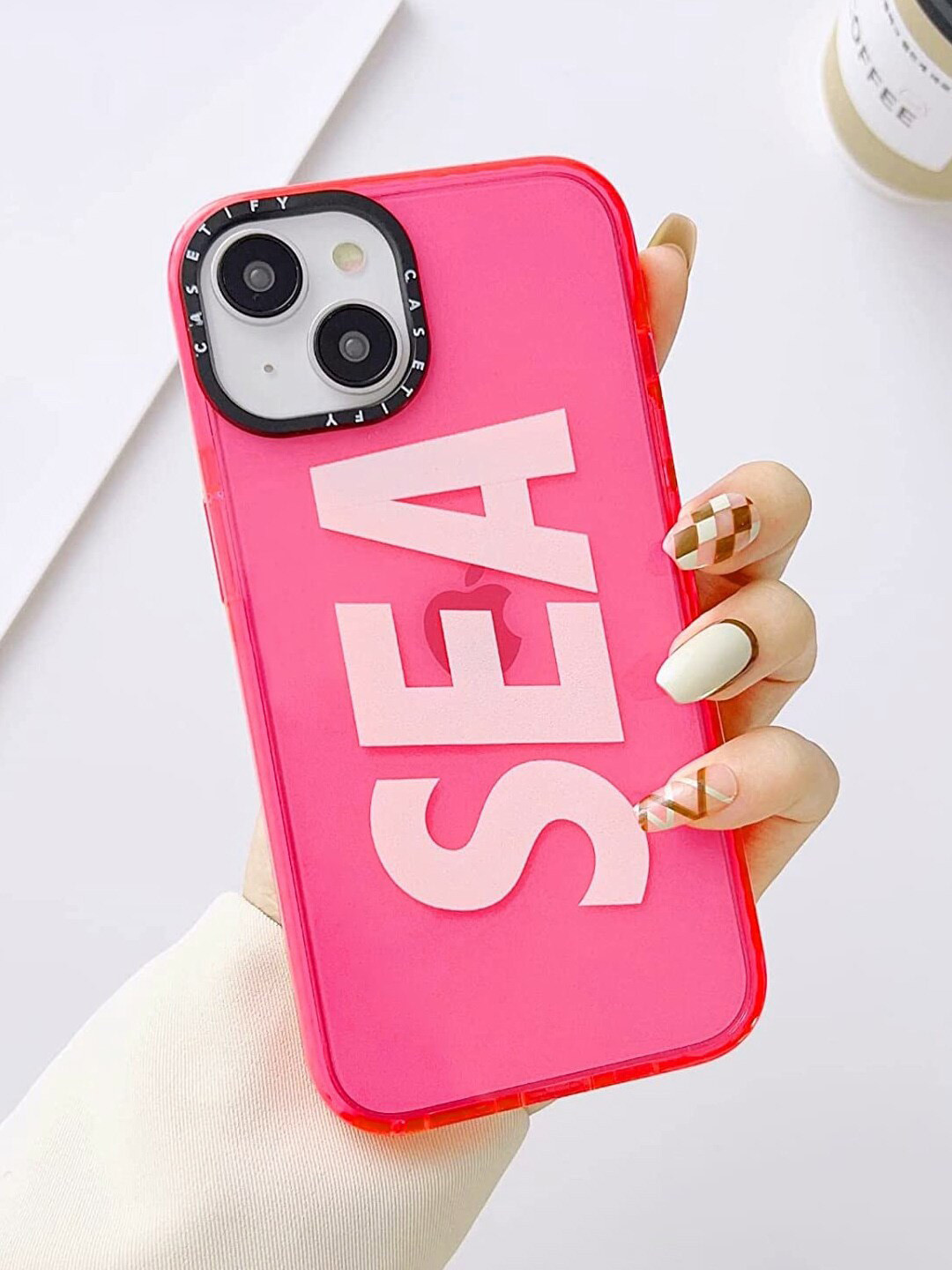 

TREEMODA Printed iPhone 13 Phone Back Case, Pink