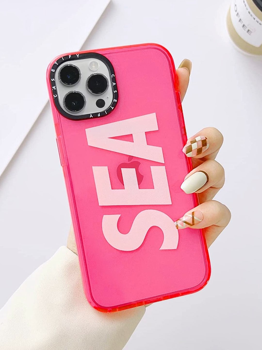 

TREEMODA Sea Printed iPhone 13 Promax Phone Back Case, Pink