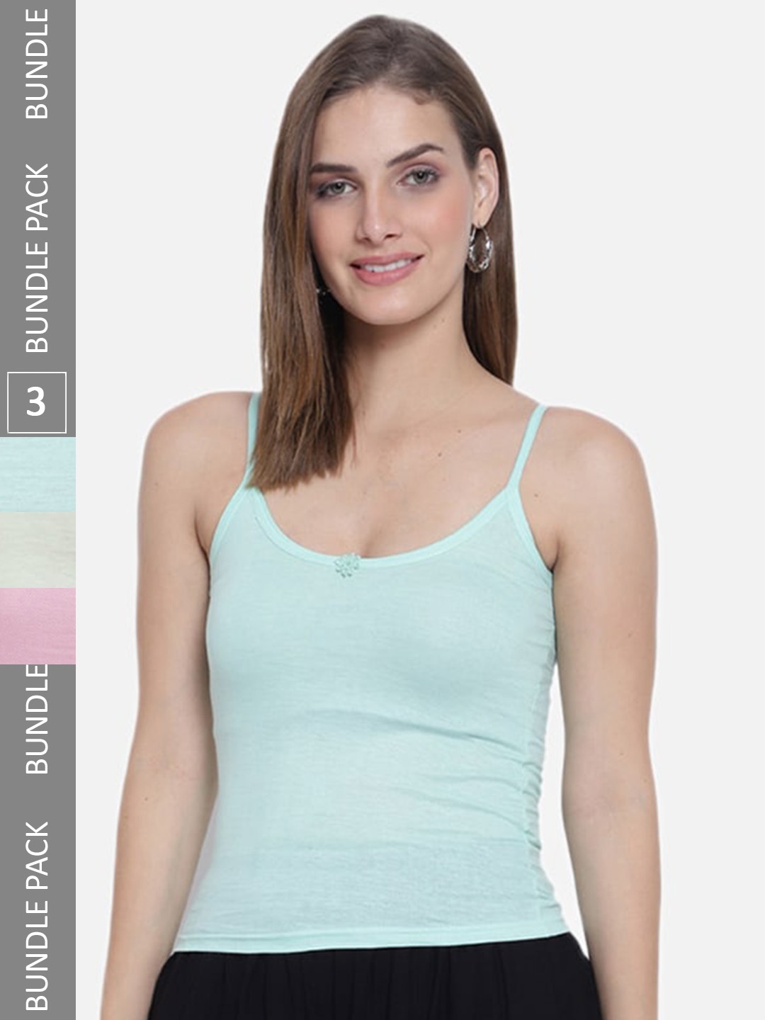 

SKY HEIGHTS Pack Of 3 Pure Cotton Camisoles, Pink