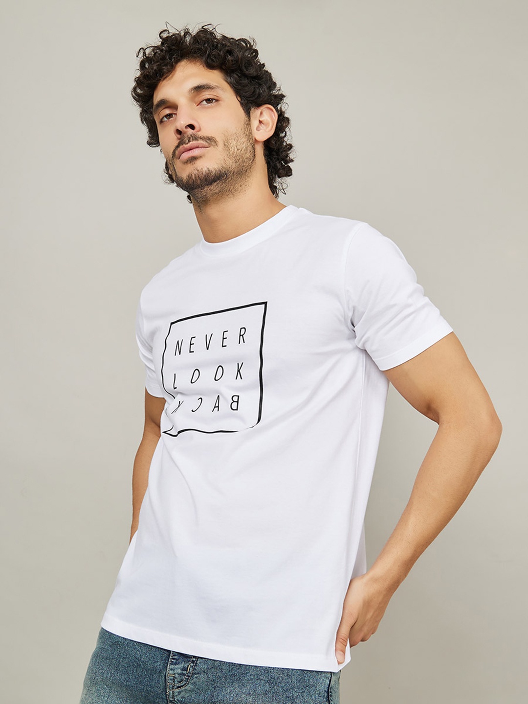 

Styli Never Look Back Slogan Regular Fit T-Shirt, White