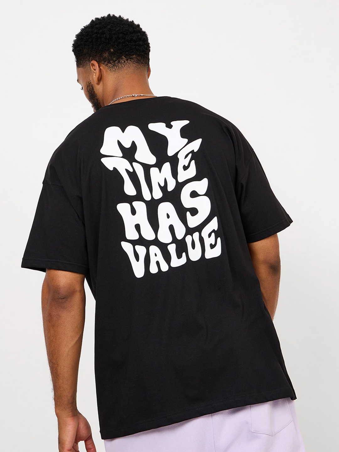 

Styli Oversized My Time Has Value Print T-shirt, Black