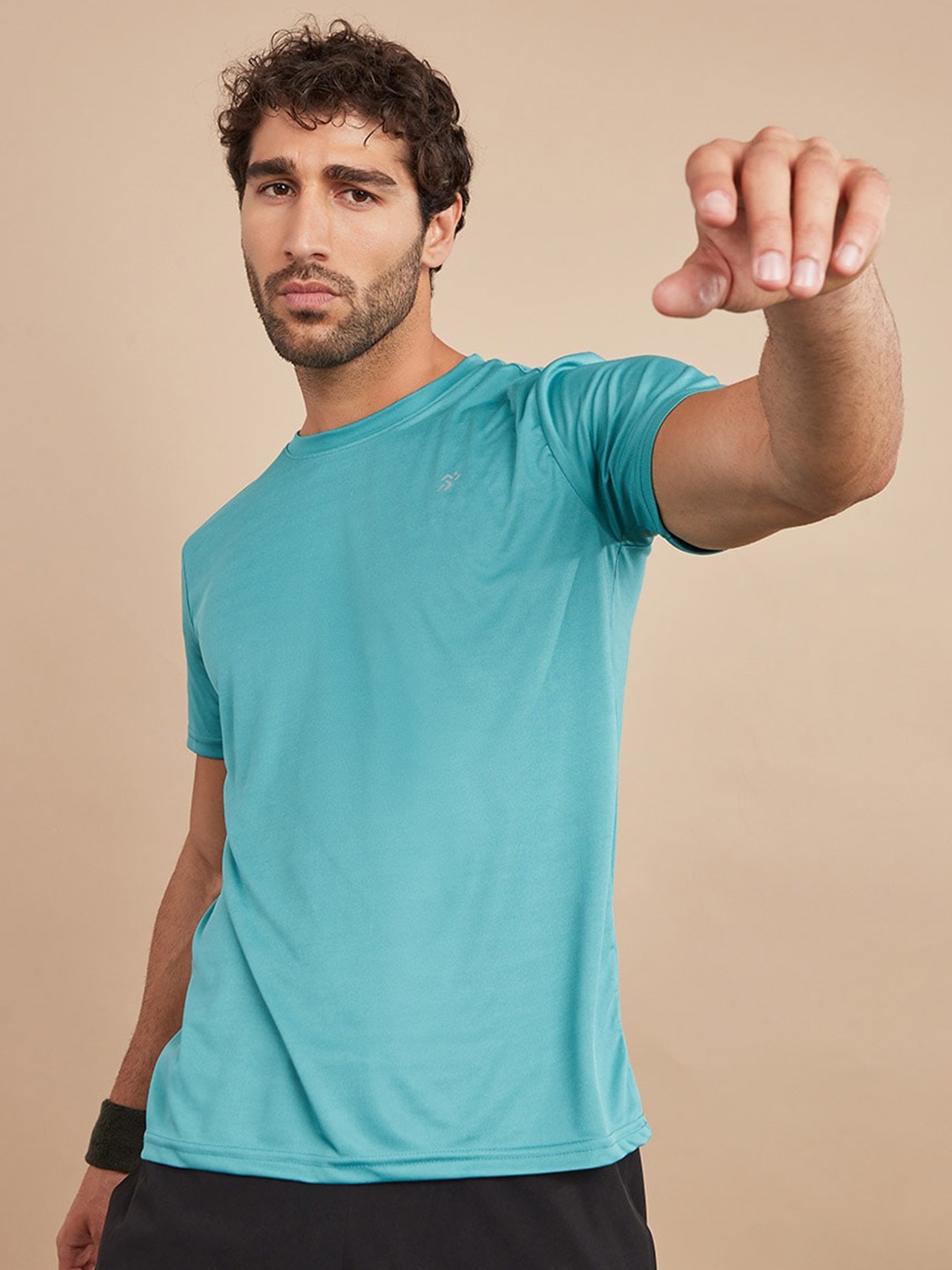 

Styli Round Neck Short Sleeves Dry Fit T-shirt with Logo Detail, Blue