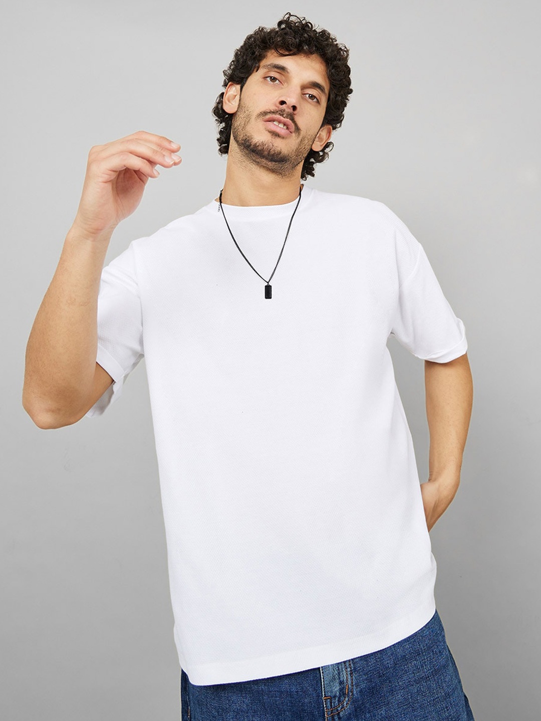 

Styli Waffle Knit Oversized T-Shirt, White