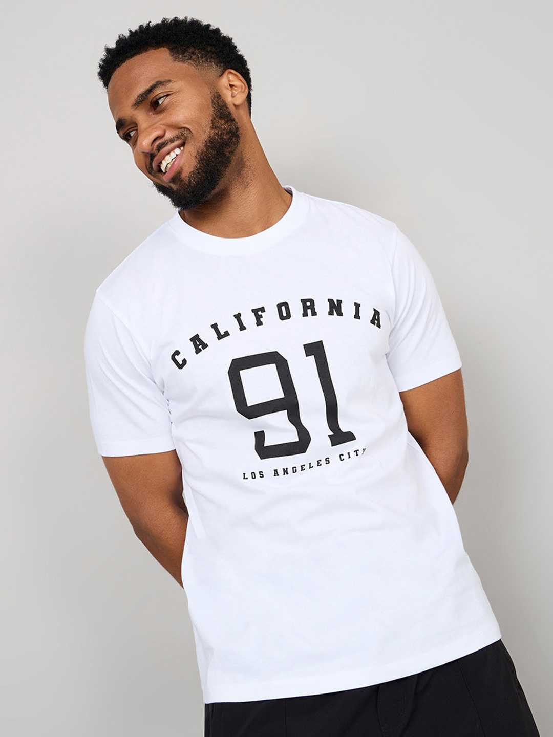 

Styli Typography Printed Pure Cotton Regular Fit T-shirt, White