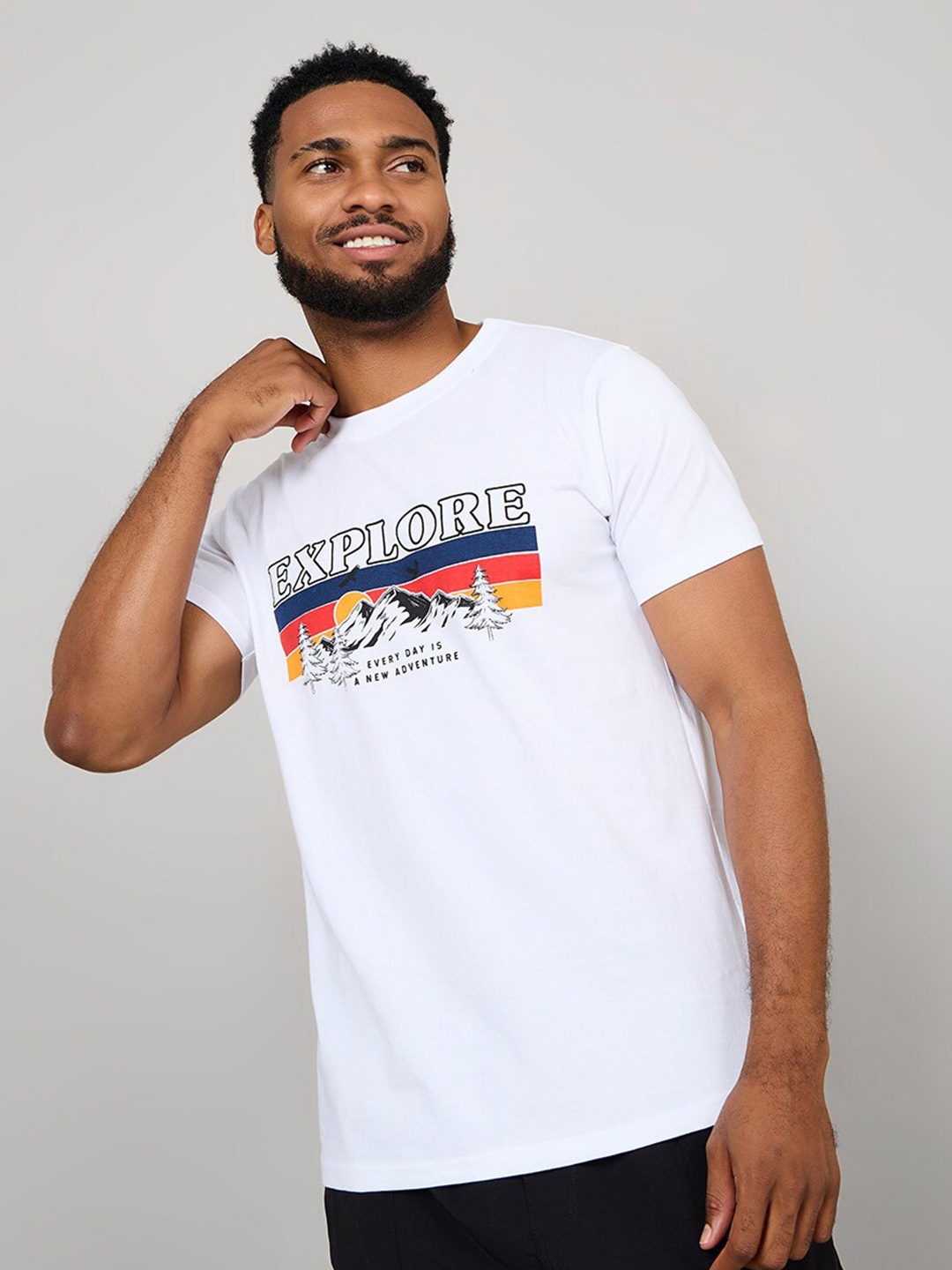 

Styli Graphic Printed Pure Cotton Regular Fit T-shirt, White