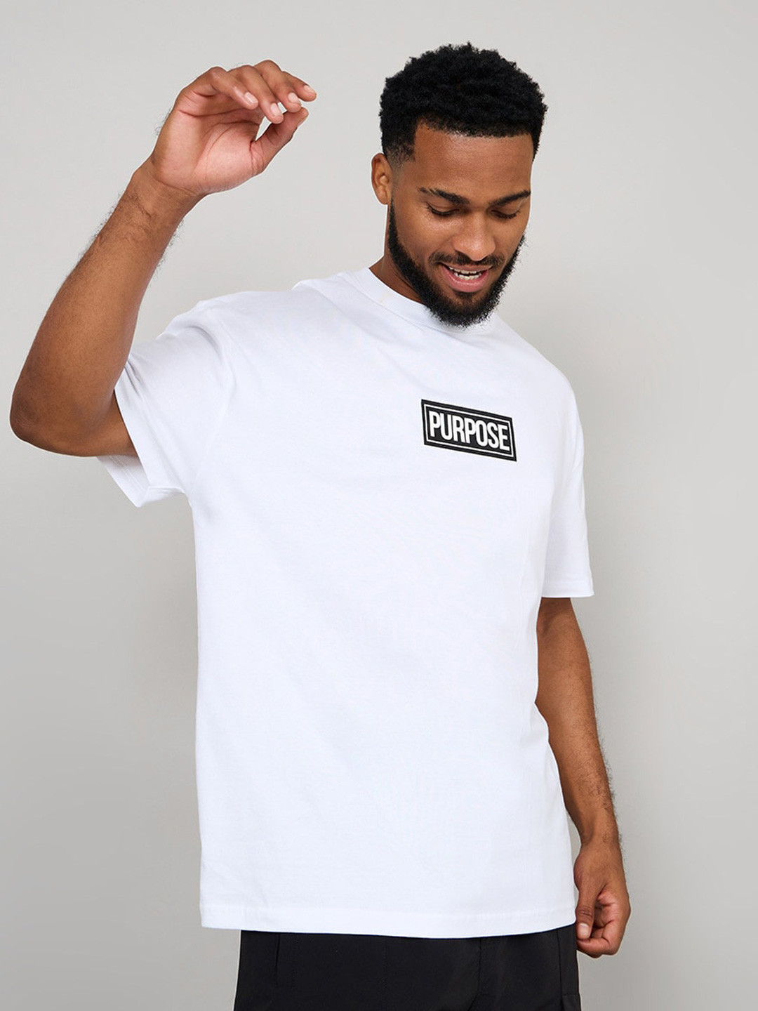 

Styli Purpose Typography Print Oversized T-shirt, White