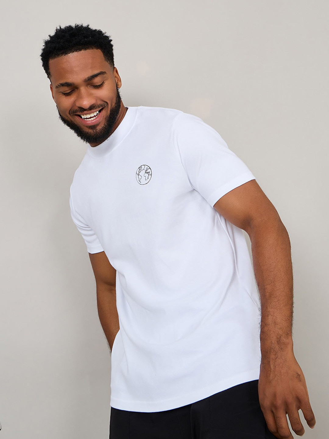 

Styli Interlock Mock Neck Regular Fit T-Shirt, White