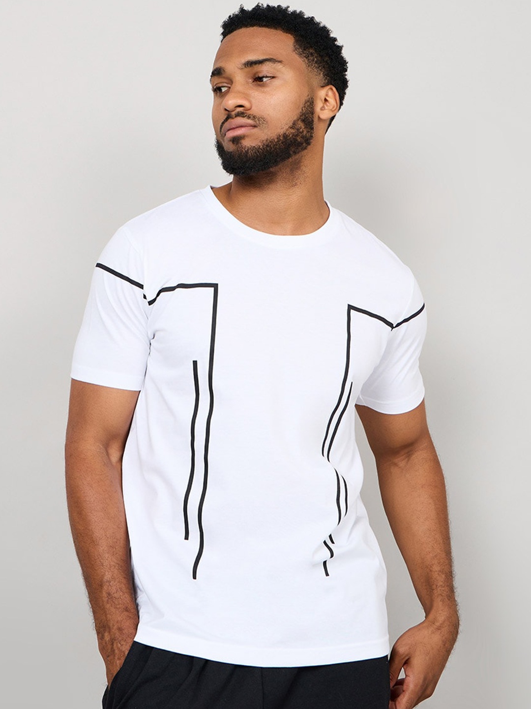 

Styli Geometric Printed T-shirt, White