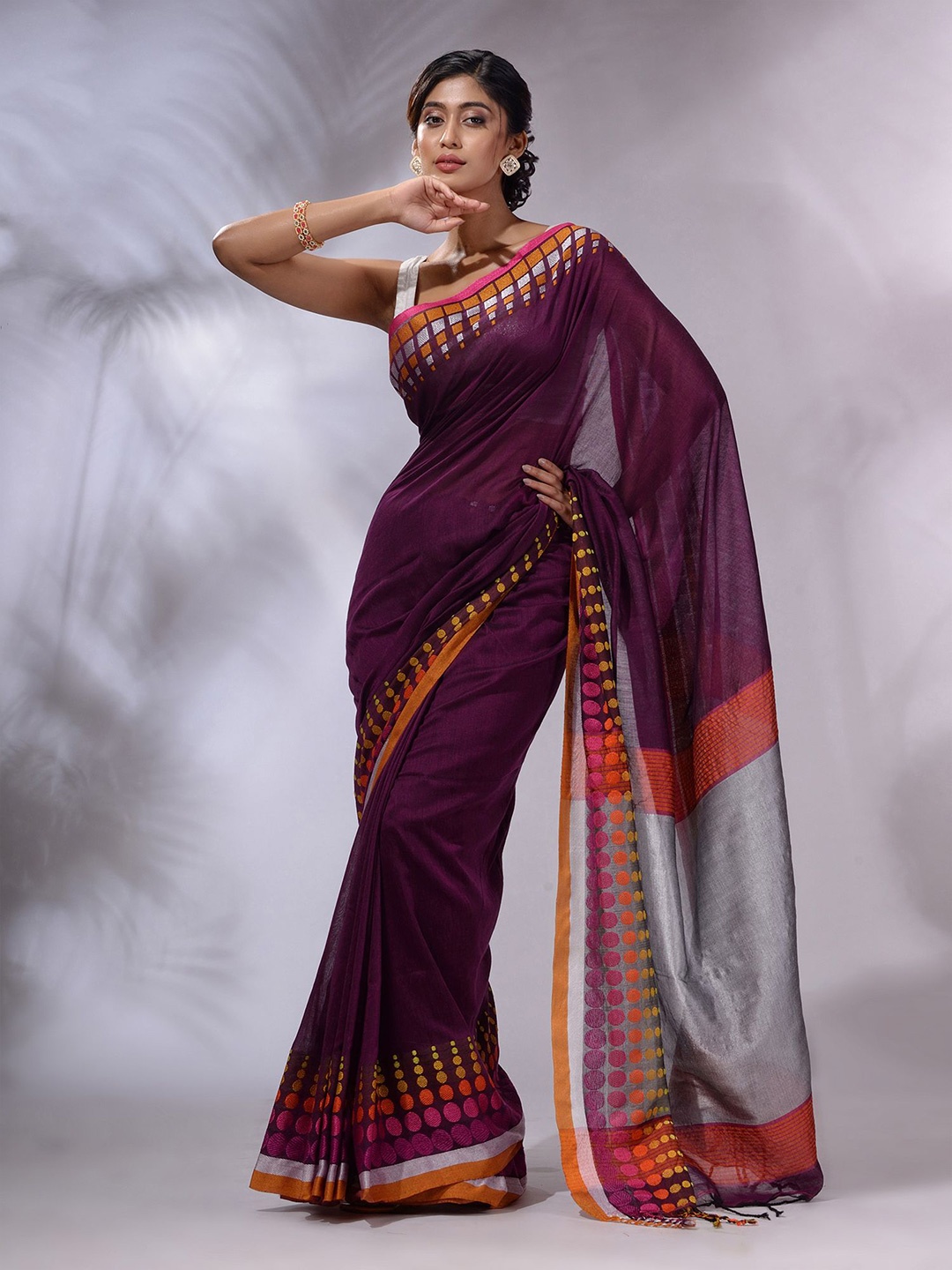 

Charukriti Pure Cotton Handloom Saree, Purple