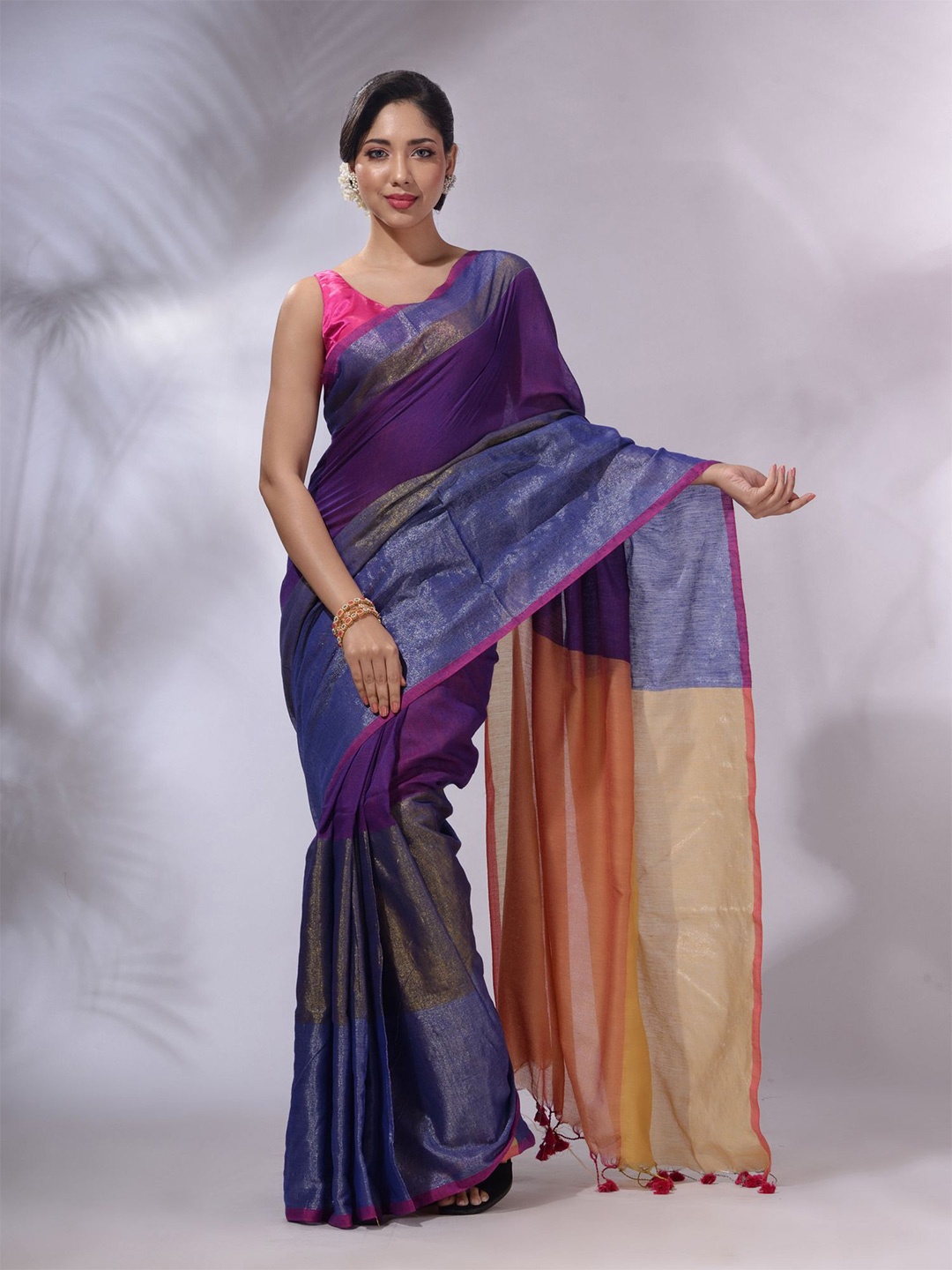 

Charukriti Pure Cotton Handloom Saree, Purple