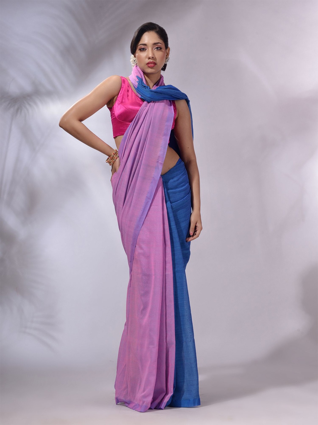 

Charukriti Tasseled Pure Cotton Saree, Lavender