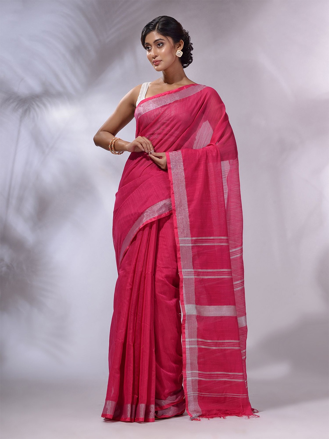 

Charukriti Zari Silk Cotton Saree, Pink