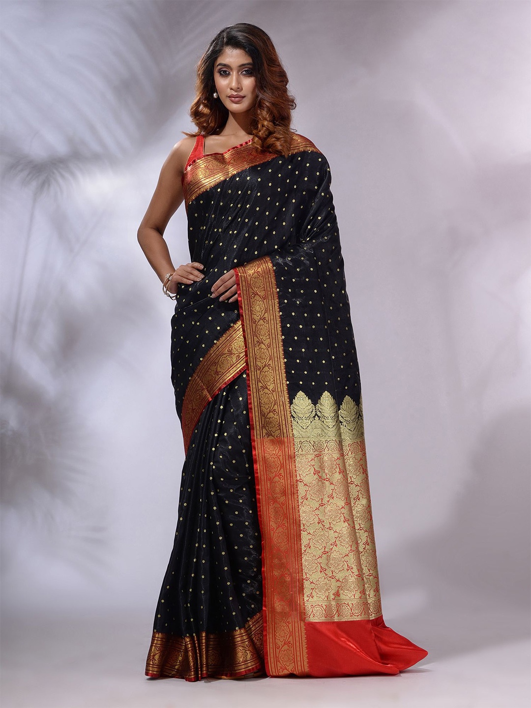 

Charukriti Ethnic Motif Woven Design Zari Saree, Black