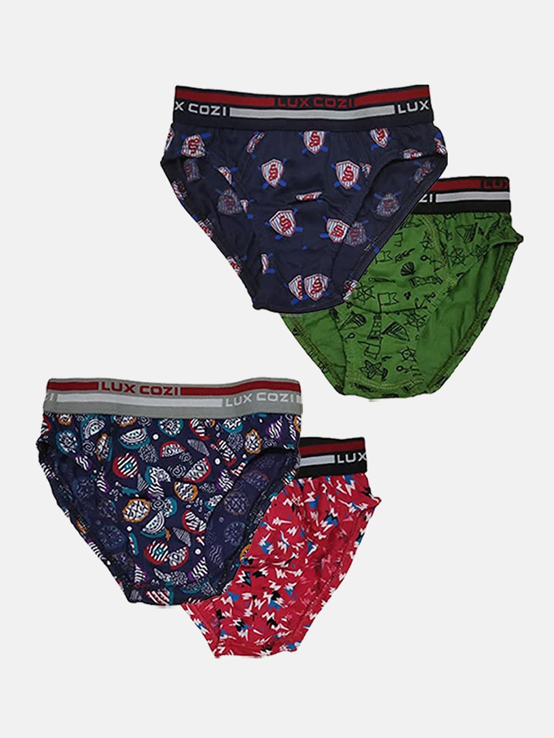 

Lux Cozi Boys Pack Of 4 Assorted Anti-Odour Conversational Printed Basic Briefs