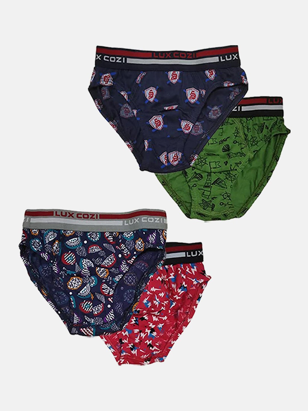 

Lux Cozi Boys Pack Of 4 Assorted Anti-Odour Conversational Printed Basic Briefs