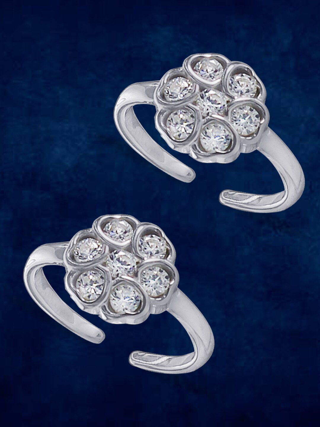 

Taraash Set Of 2 925 Sterling Silver CZ-Studded Toe Rings