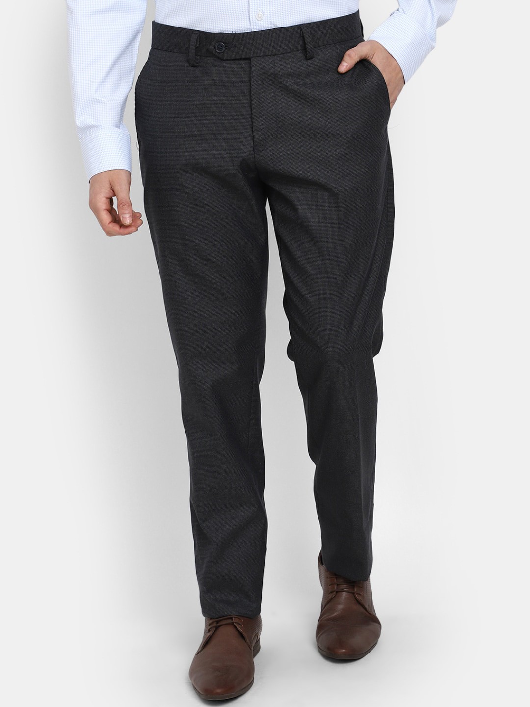 

J White by Vmart Men Blue Slim Fit Formal Trouser, Black