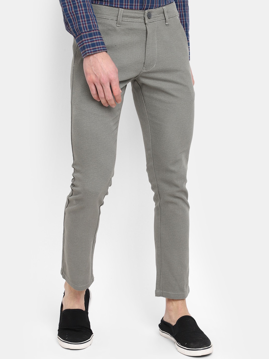 

V-Mart Men Mid-Rise Casual Textured Trousers, Grey