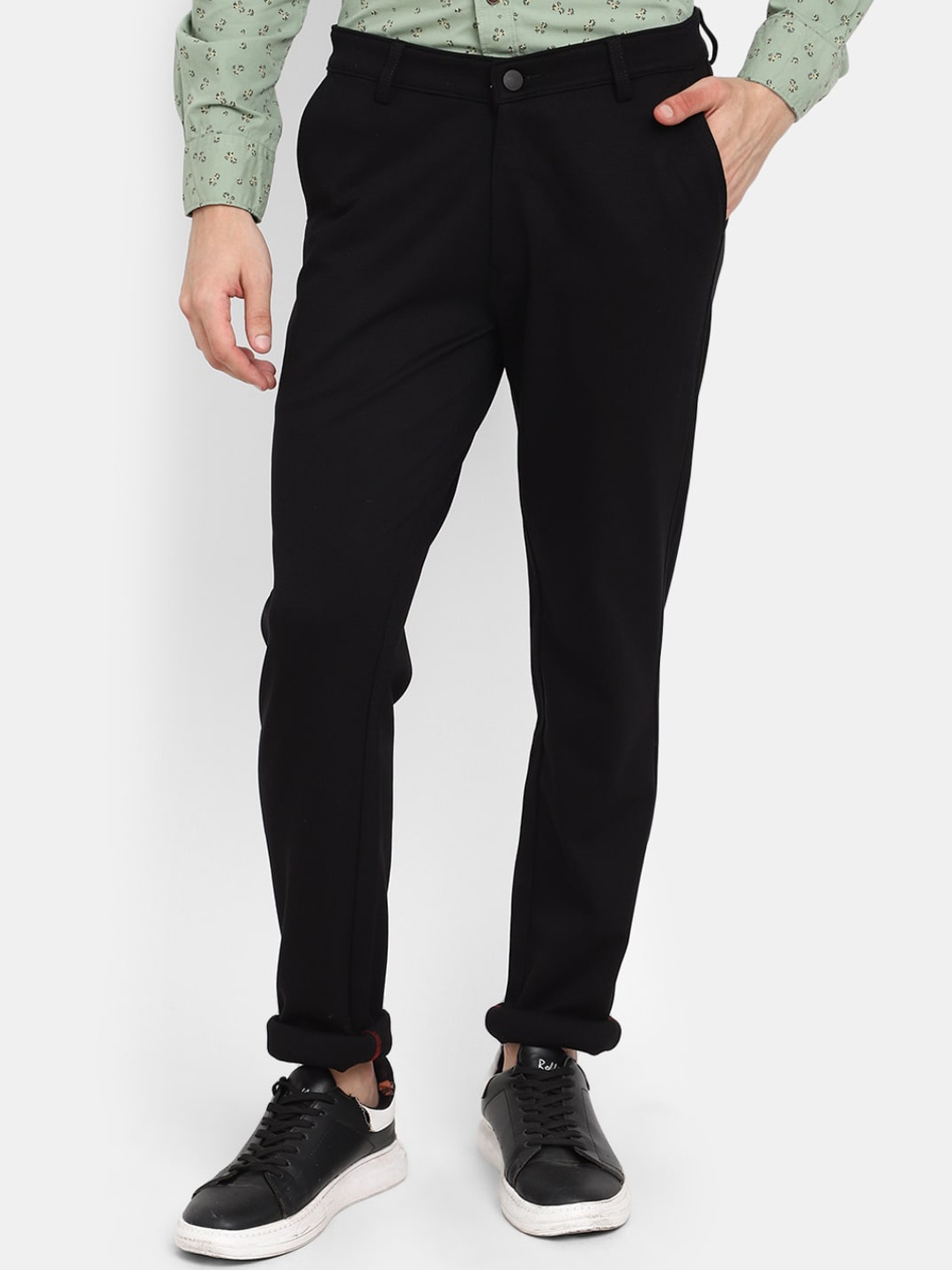 

V-Mart Men Mid-Rise Slim Fit Cotton Casual Trouser, Black