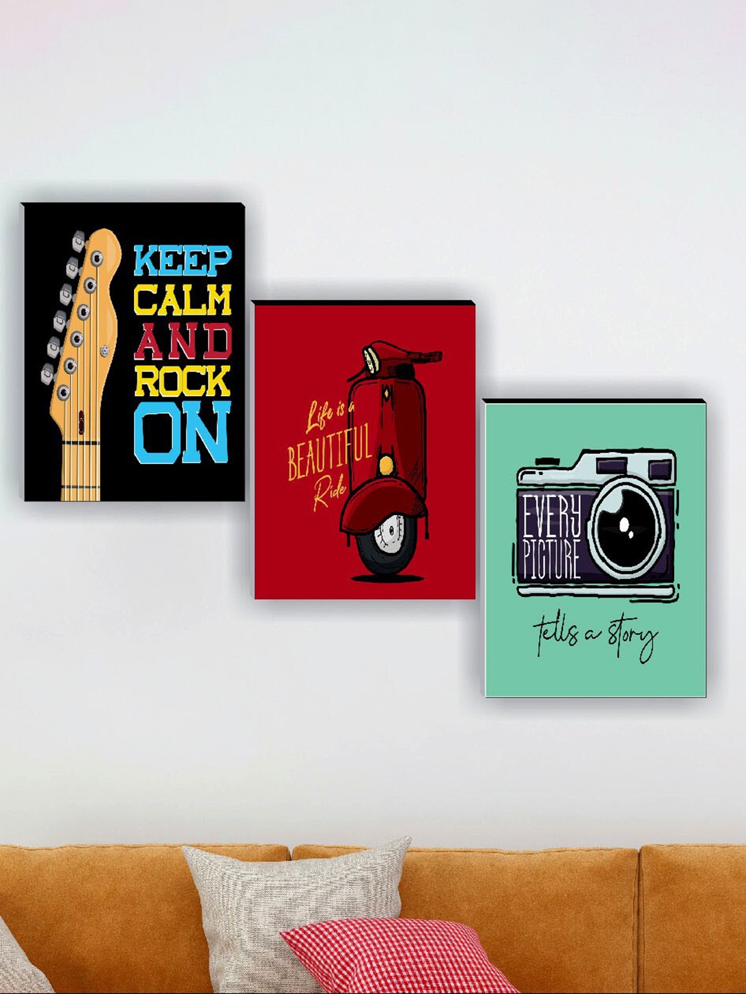 

SAF Green & black 3 Pieces Framed Wall Paintings