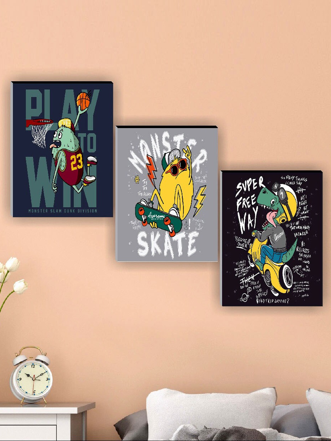 

SAF Green & Yellow 3 Pieces Motivational Quotes Printed Wall Art