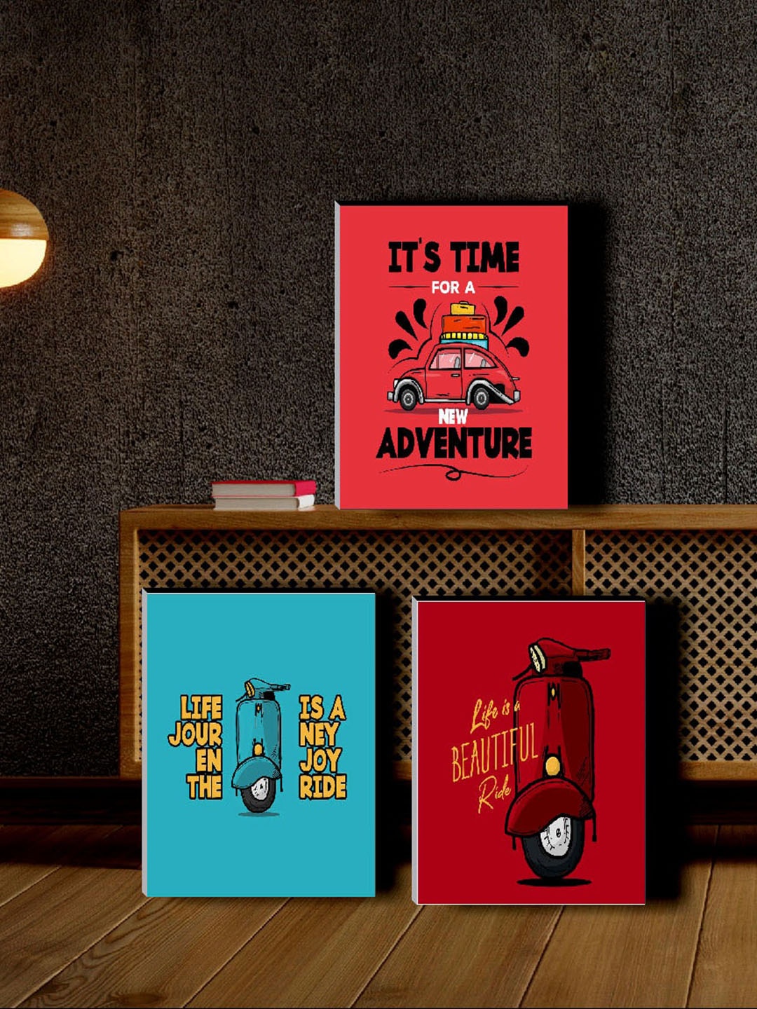 

SAF Blue & Red 3 Pieces Motivational Quotes Printed Framed Wall Art