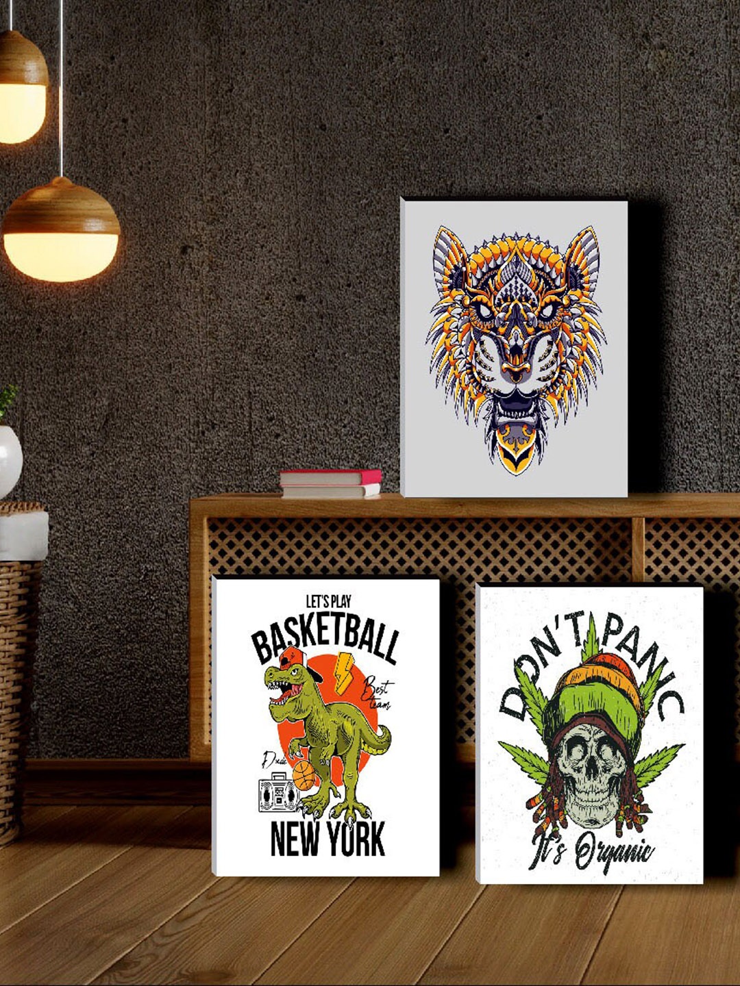 

SAF White & Green 3 Pieces Motivational Quotes Framed Wall Painting