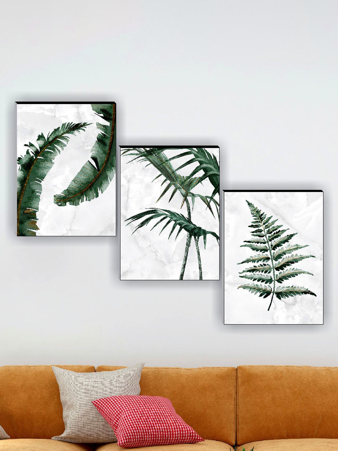 

SAF Green & White 3-Pieces Tropical Printed Wall Art