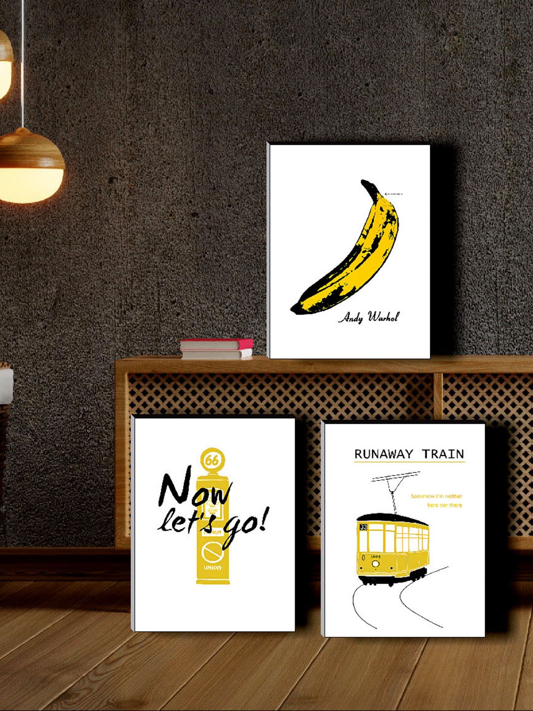 

SAF Yellow & White 3 Pieces Motivational Quotes Framed Wall Painting