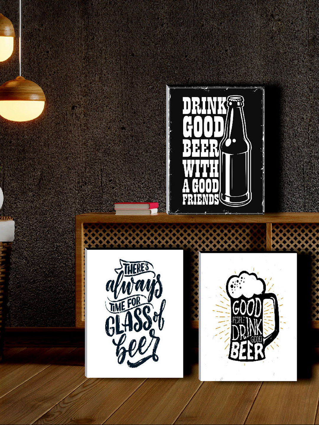 

SAF Black & White 3-Pieces Quotes Printed Framed Wall Art