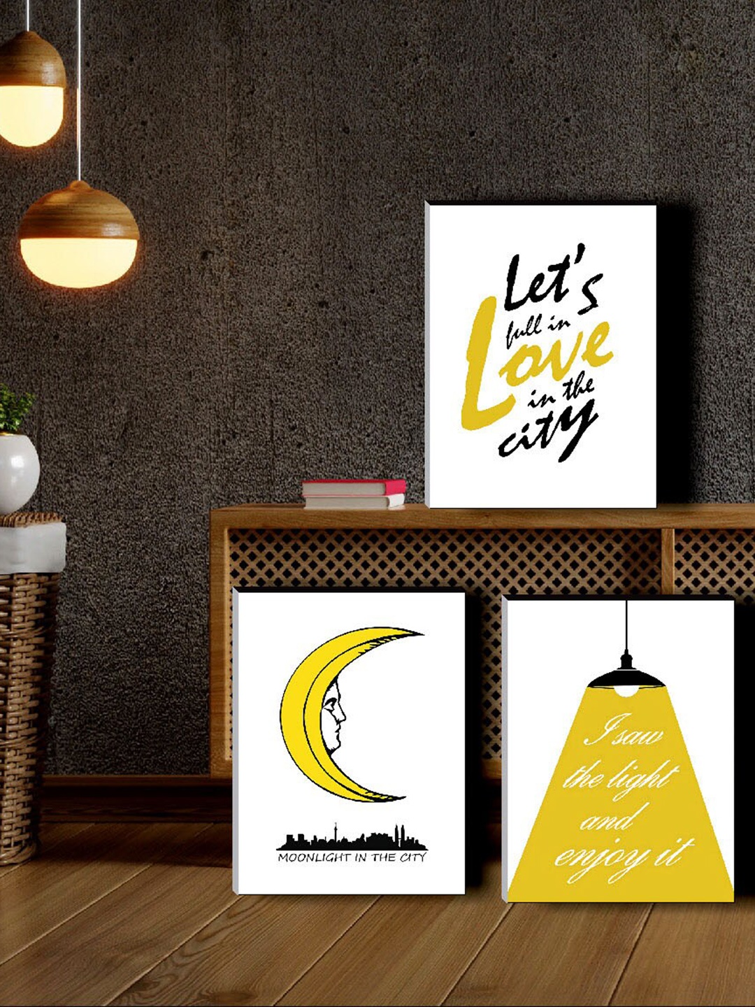 

SAF Yellow & White 3-Pieces Motivational Quotes Printed Wall Art