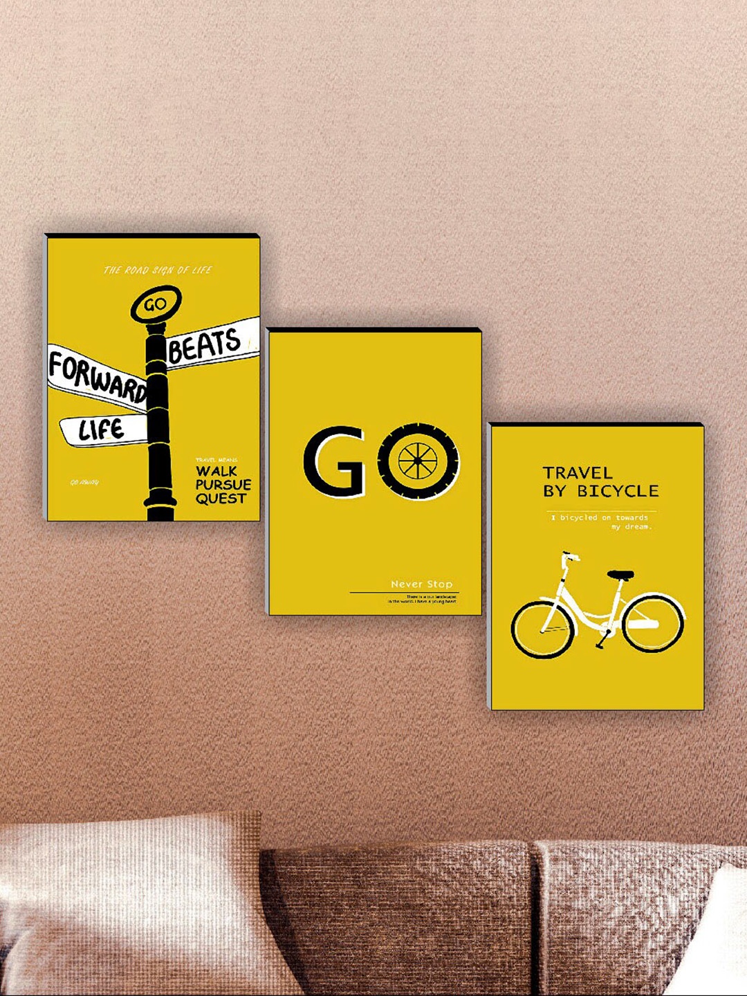 

SAF Yellow & Black 3-Pieces Motivational Quotes Printed Framed Wall Art