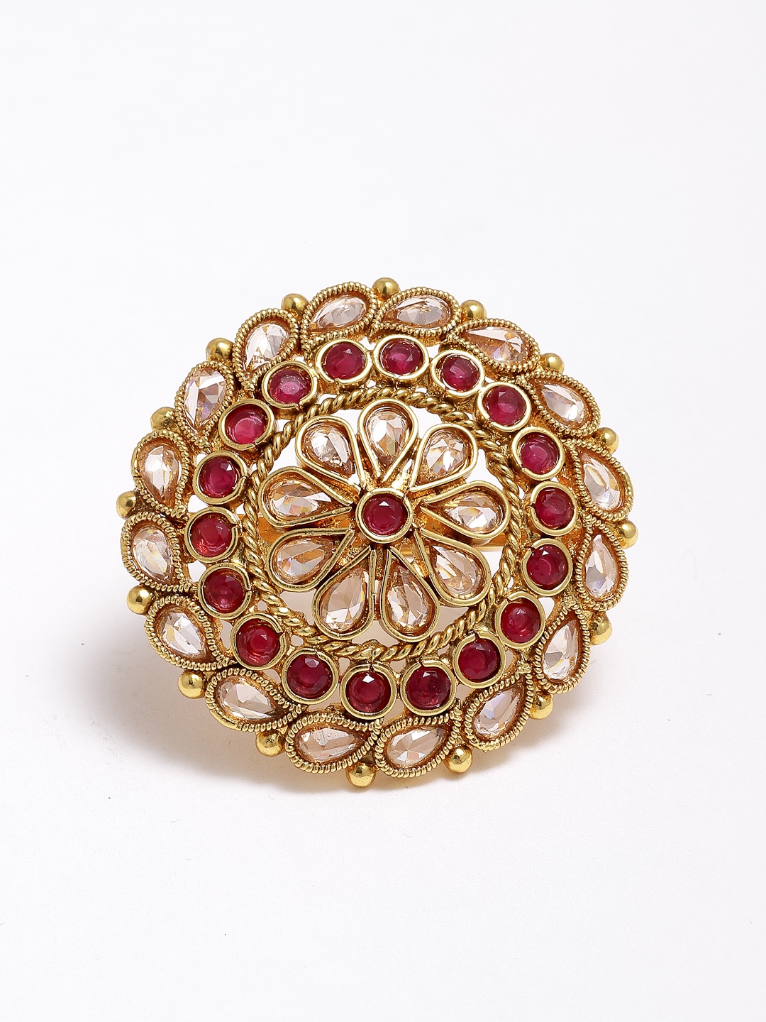 

Aazeen Gold-Plated American Diamond Studded Finger Ring
