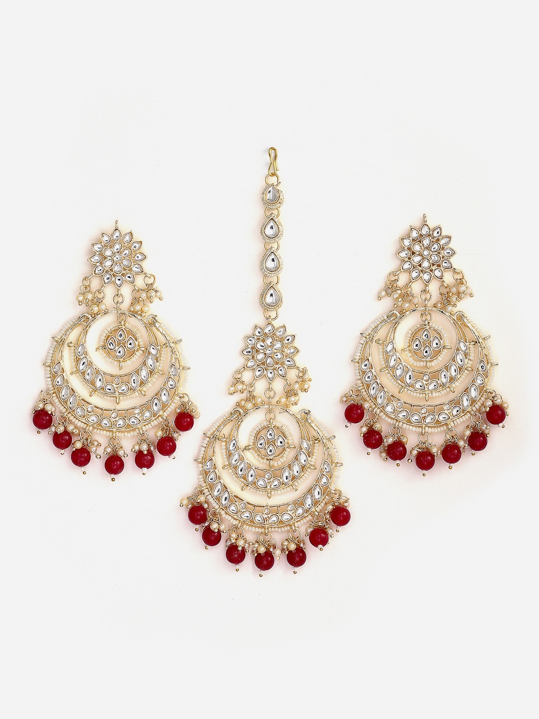 

Aazeen Gold-Plated Stone Studded & Beaded Jewellery Set