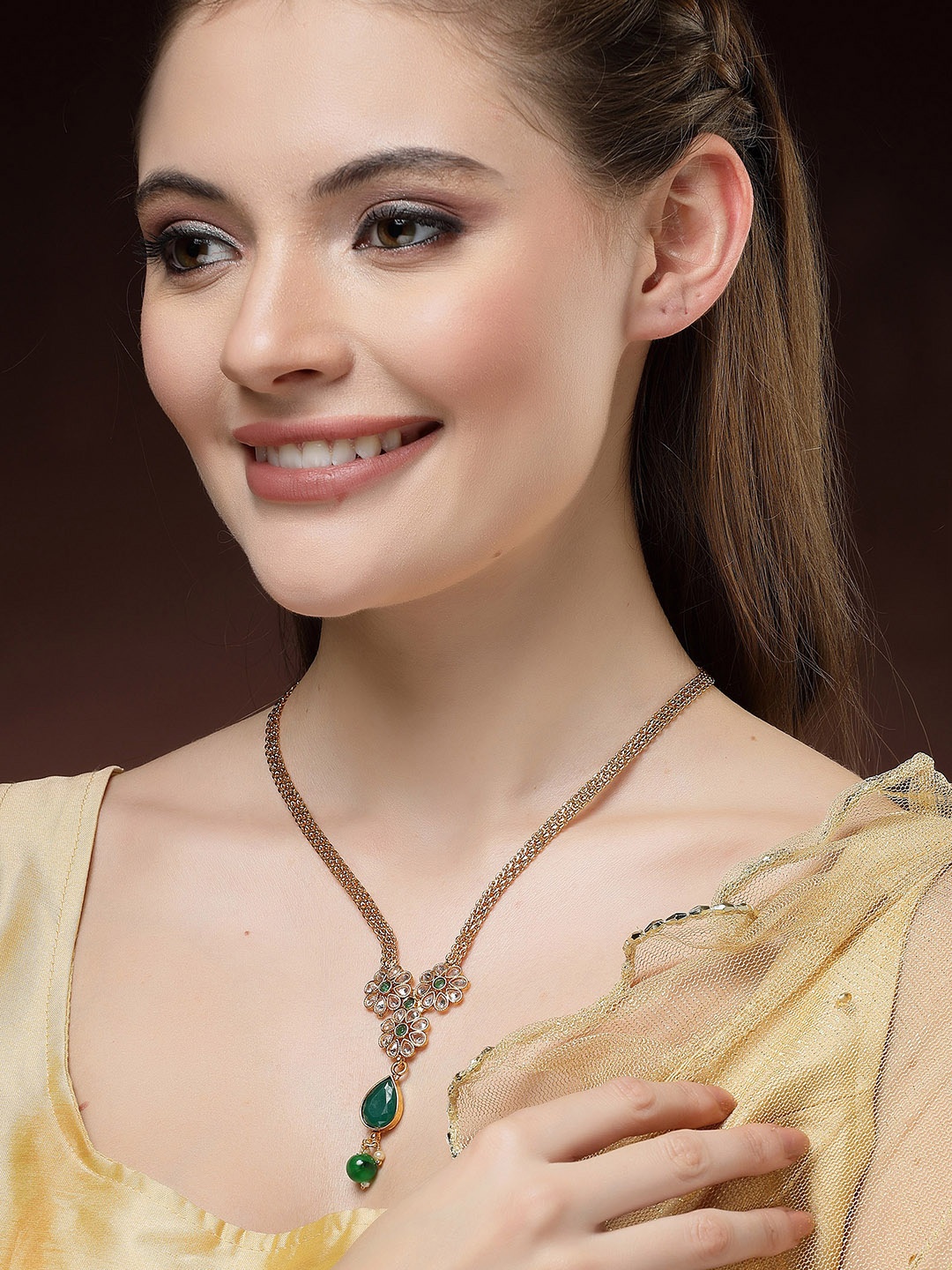 

Aazeen Gold-Plated Stone Studded Necklace