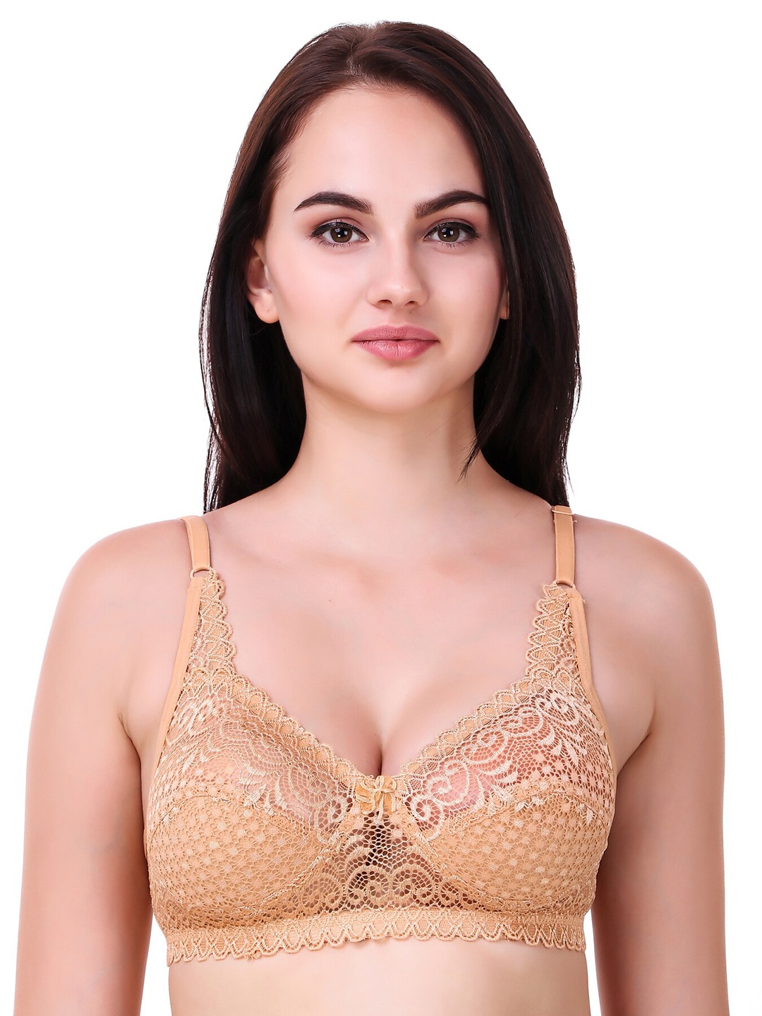 

Piylu Floral Lace Non Padded Non-wired All Day Comfort Bralete Bra, Beige