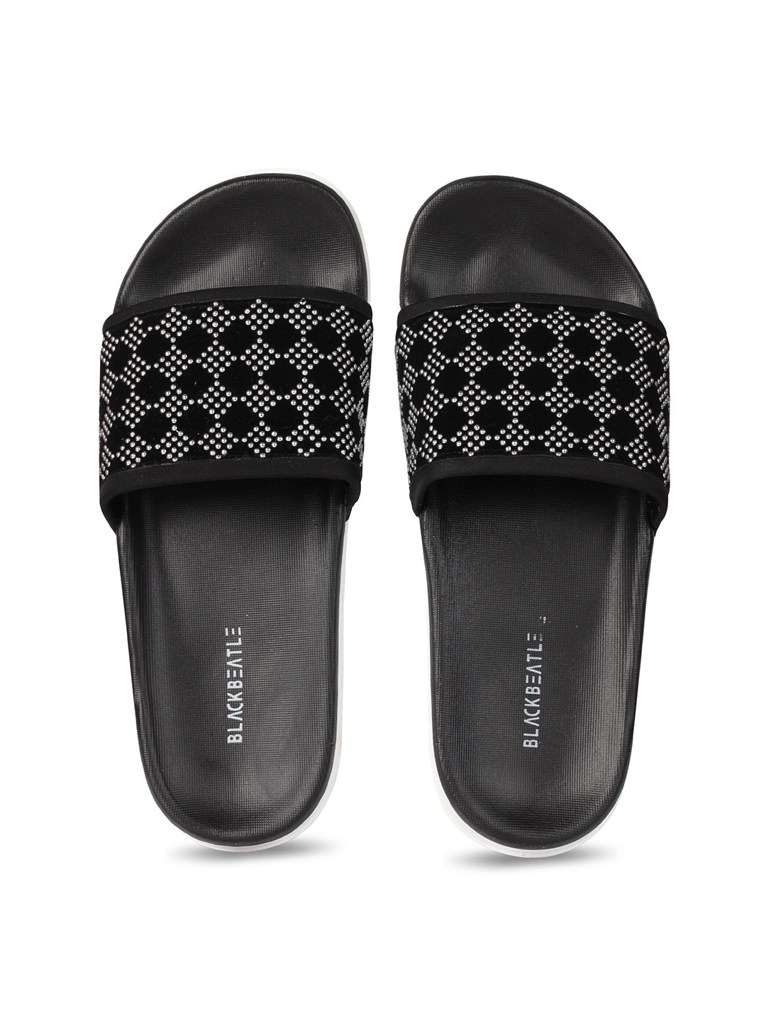 

JUMPLITE Women Beads Embellished Sliders, Black