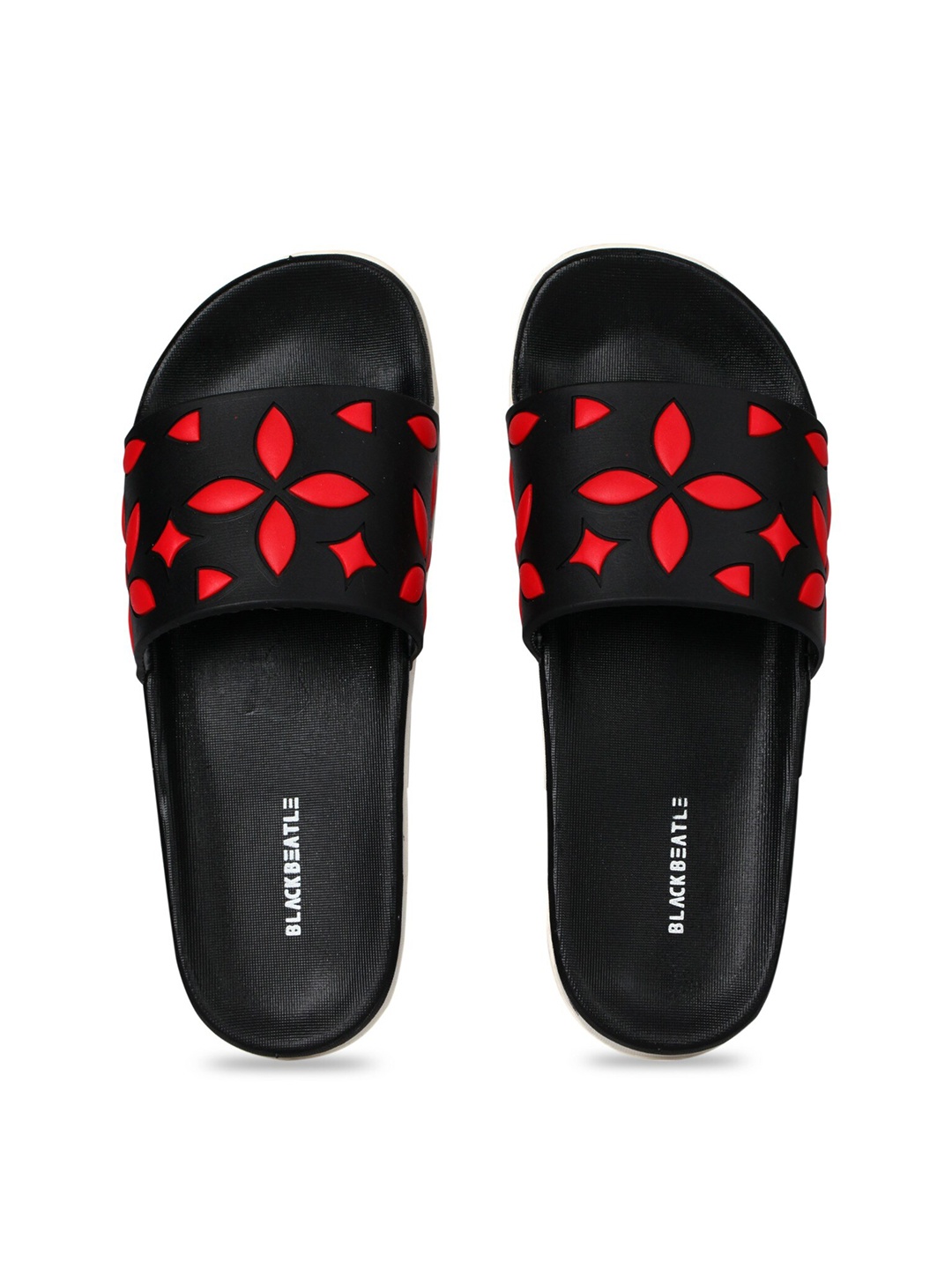 

JUMPLITE Women Floral Design Sliders, Black
