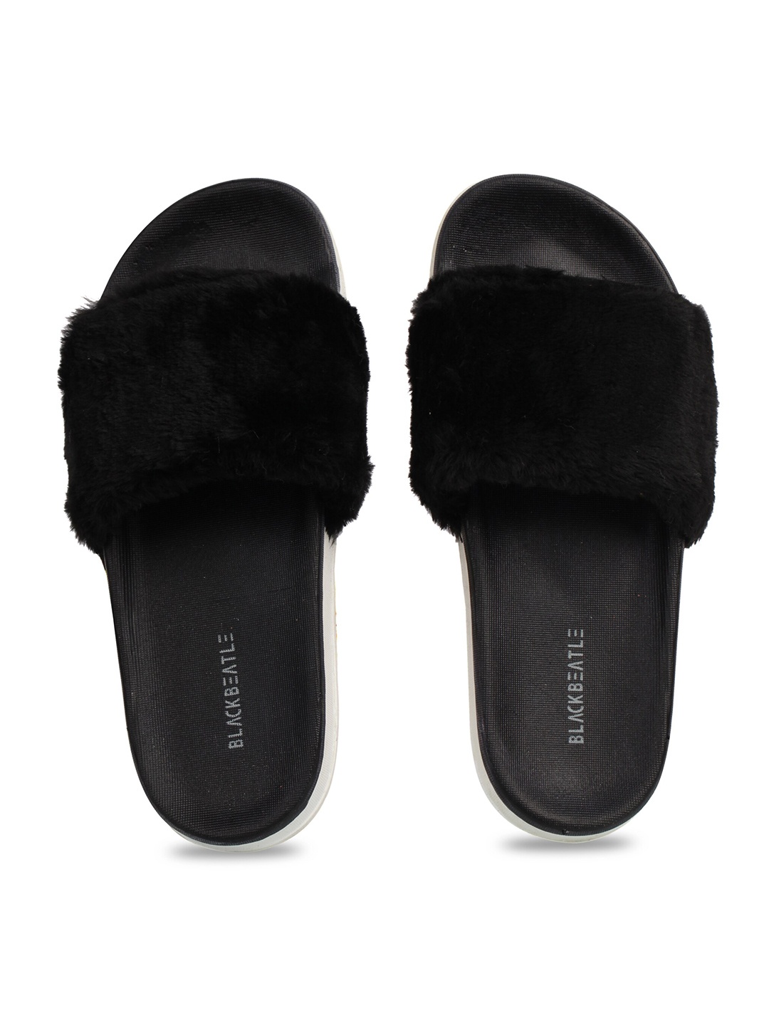 

JUMPLITE Women Fur Sliders, Black