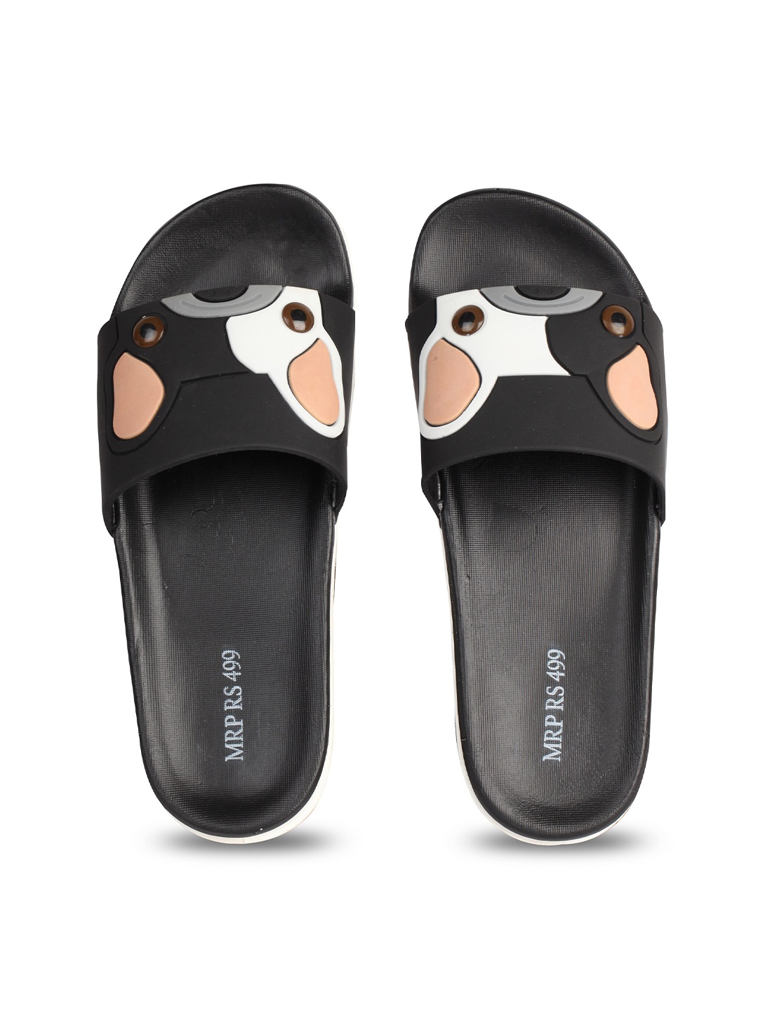 

JUMPLITE Women Dog Printed Sliders, Black
