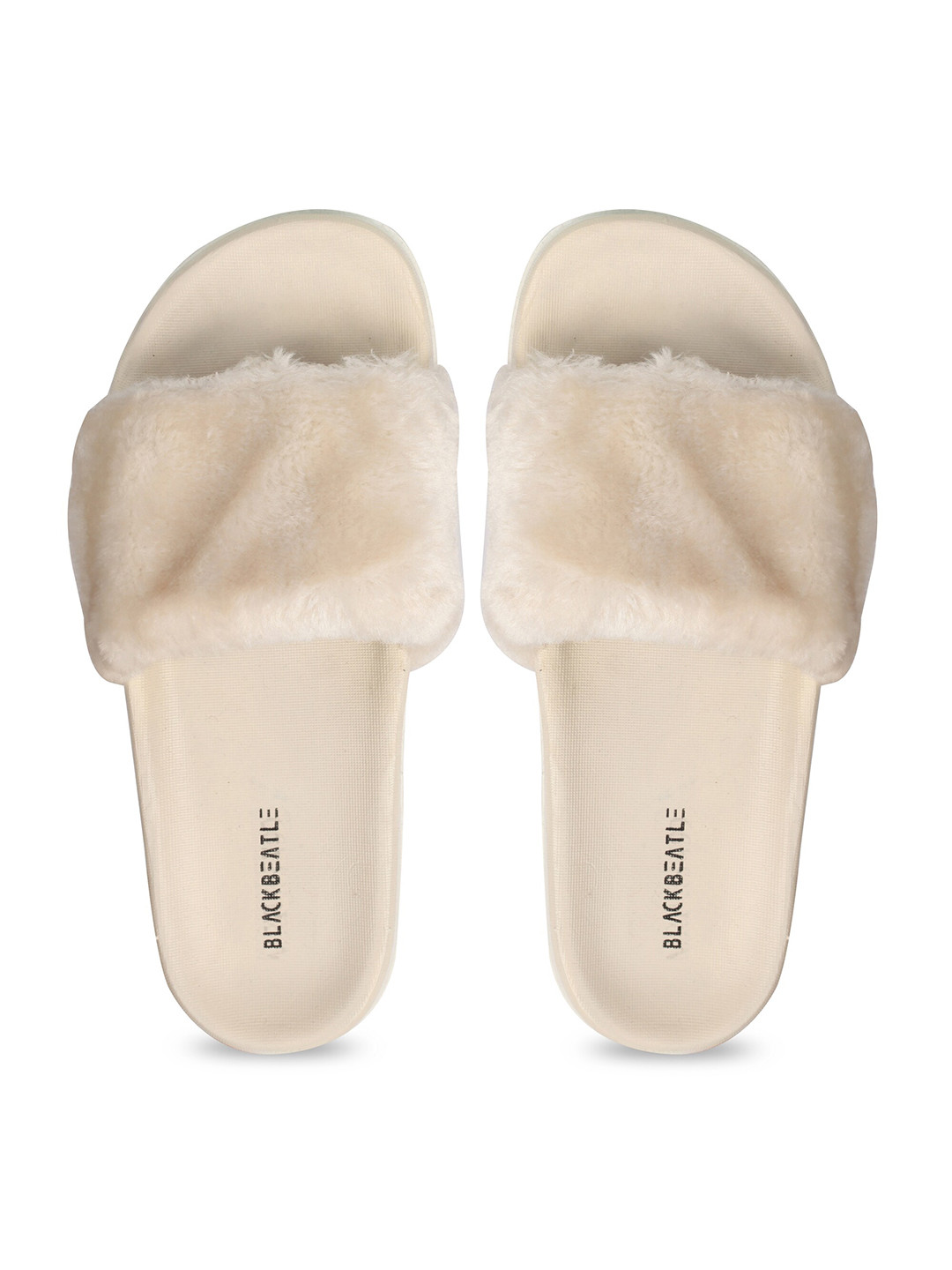 

JUMPLITE Women Fur Sliders, Beige
